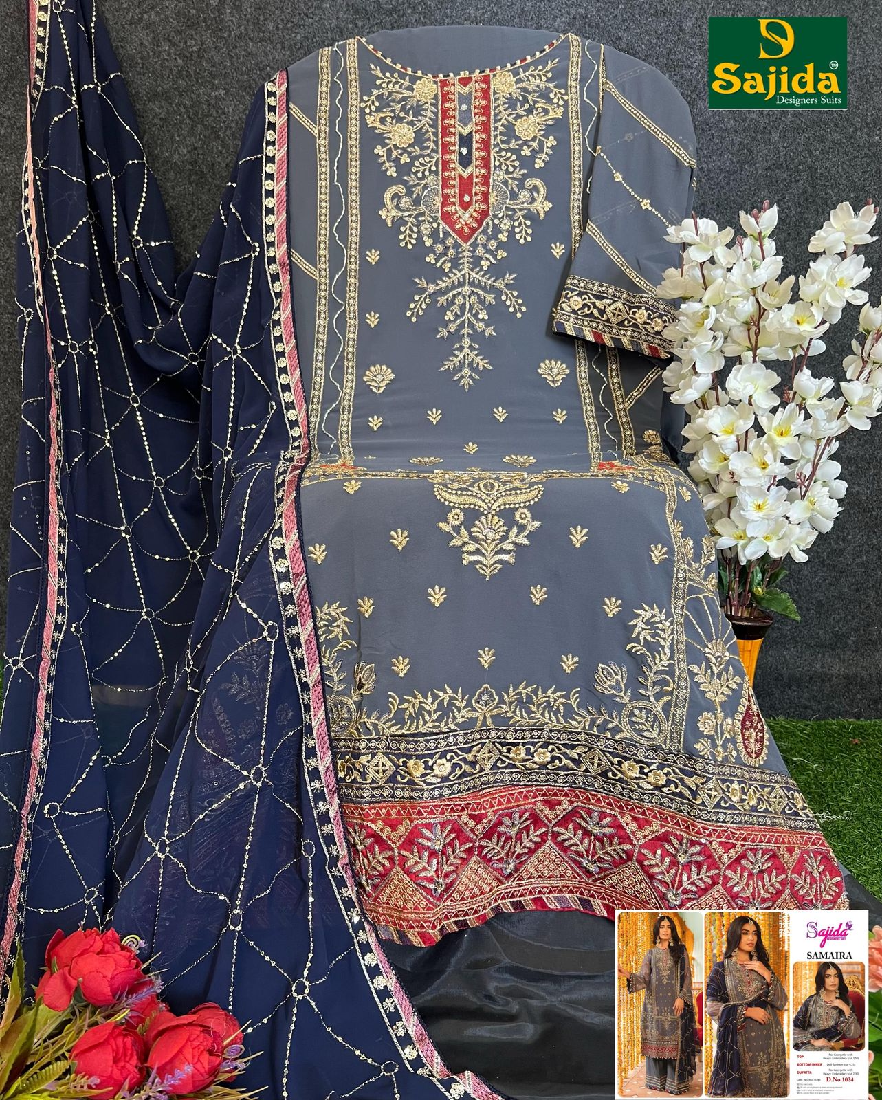 Samaira Vol 1 by Sajida Georgette Pakistani Salwar Kameez Exporters In India